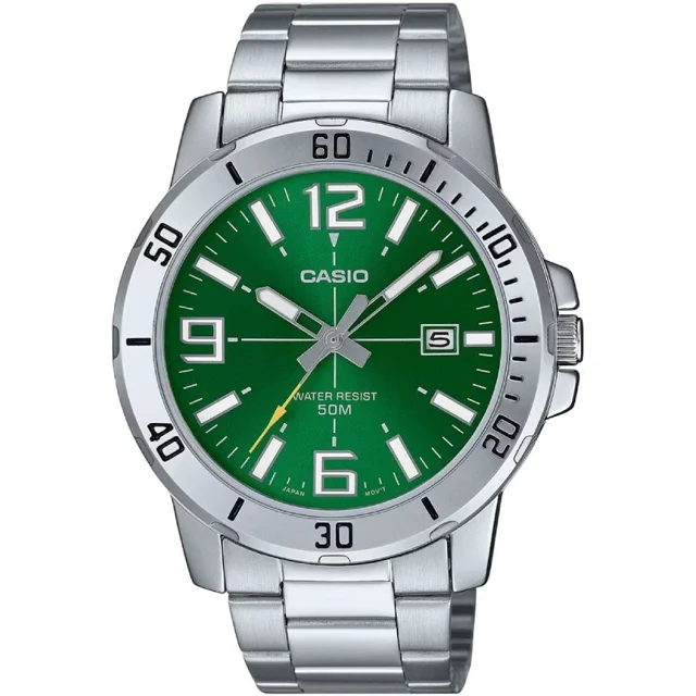 ساعت مچی مردانه کاسیو Casio MTP-VD01D-3B – بند استیل، صفحه سبز، کلاسیک روزمره