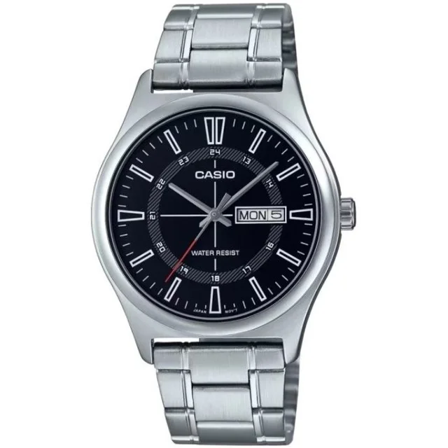 ساعت مچی مردانه کاسیو Casio MTP-V006D-1C | بند استیل نقرهای، صفحه مشکی روزمره و رسمی