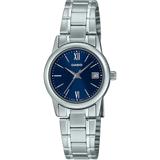 ساعت مچی زنانه کاسیو Casio LTP-V002d-2B3 | بند استیل نقرهای، صفحه آبی کلاسیک و رسمی