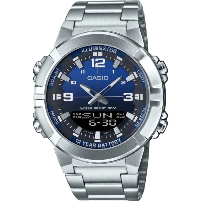 ساعت مچی مردانه Casio مدل AMW-870D-2A1 | بند استیل و صفحه آبی اسپرت