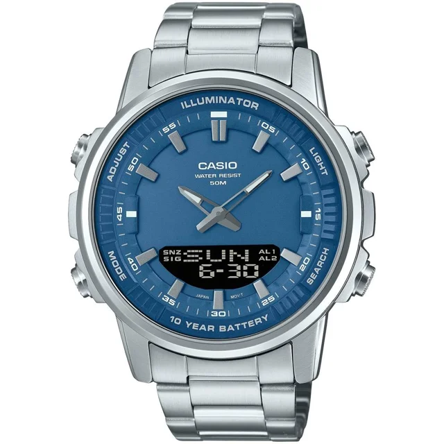 ساعت مچی مردانه Casio مدل AMW-880D-2A | بند استیل و صفحه آبی اسپرت