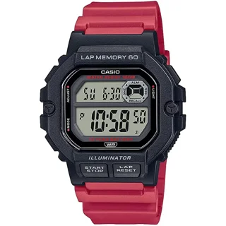 ساعت مچی Casio مدل WS-1400H-4A | بند رزینی قرمز،صفحه خاکستری، دیجیتال | اسپرت و مقاوم
