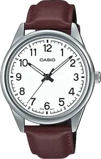 ساعت مچی مردانه کاسیو Casio MTP-V005L-7B4 – بند چرم قهوه ای، صفحه سفید، کلاسیک روزمره