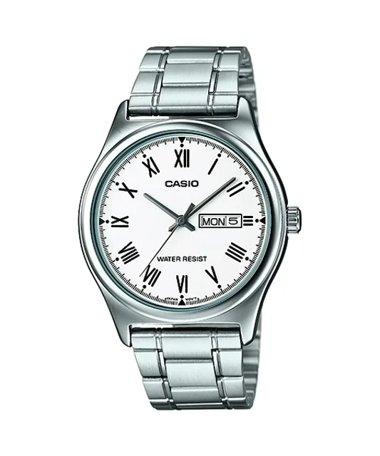 ساعت مچی مردانه کاسیو Casio MTP-V006D-7B | بند استیل نقرهای، صفحه سفید کلاسیک و رسمی