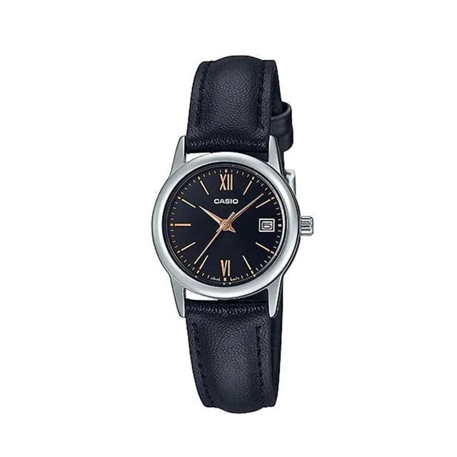 ساعت مچی زنانه Casio مدل LTP-V002L-1B3 | بند چرم مشکی و صفحه مشکی کلاسیک
