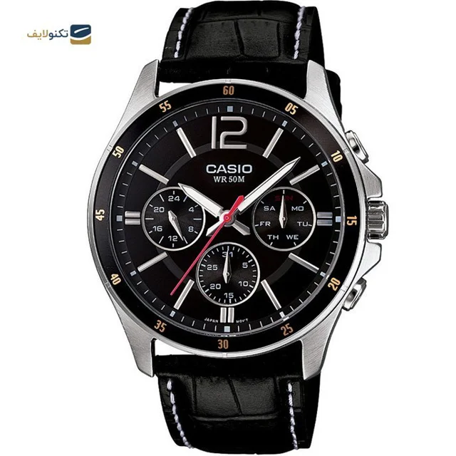 ساعت مچی مردانه Casio مدل MTP-1374L-1AVDF | بند چرمی مشکی با صفحه مشکی| سه موتور فعال