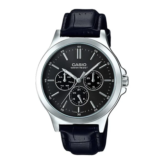 ساعت مچی مردانه کاسیو Casio MTP-V300L-1A | بند چرمی مشکی، صفحه مشکی مینیمال و کلاسیک