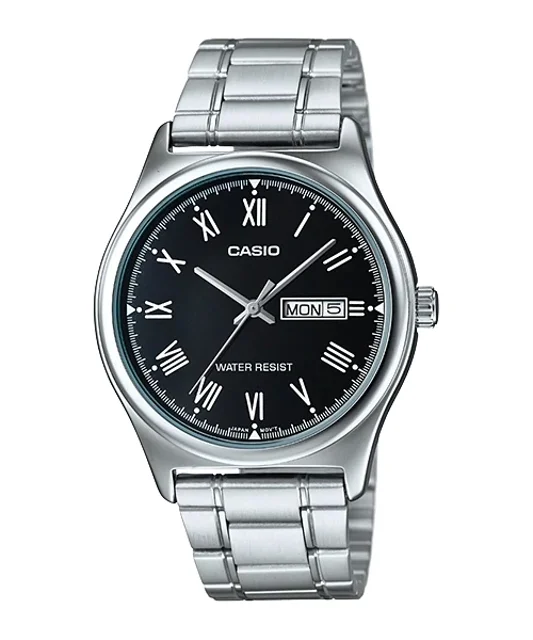 ساعت مچی مردانه کاسیو Casio MTP-V006D-1B | بند استیل نقرهای، صفحه مشکی کلاسیک و رسمی