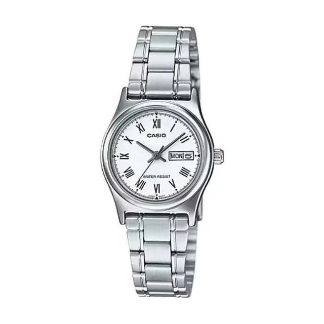 ساعت مچی زنانه Casio مدل LTP-V006D-7B | بند استیل نقره ای و صفحه سفید | کلاسیک