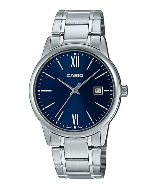 ساعت مچی مردانه کاسیو Casio MTP-V002d-2B3 | بند استیل نقرهای، صفحه آبی کلاسیک و رسمی