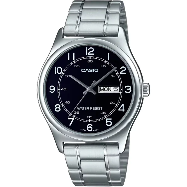 ساعت مچی مردانه کاسیو Casio MTP-V006D-1B2 | بند استیل نقرهای، صفحه مشکی کلاسیک و رسمی