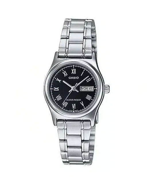 ساعت مچی زنانه Casio مدل LTP-V006D-1B | بند استیل نقره ای و صفحه مشکی | کلاسیک