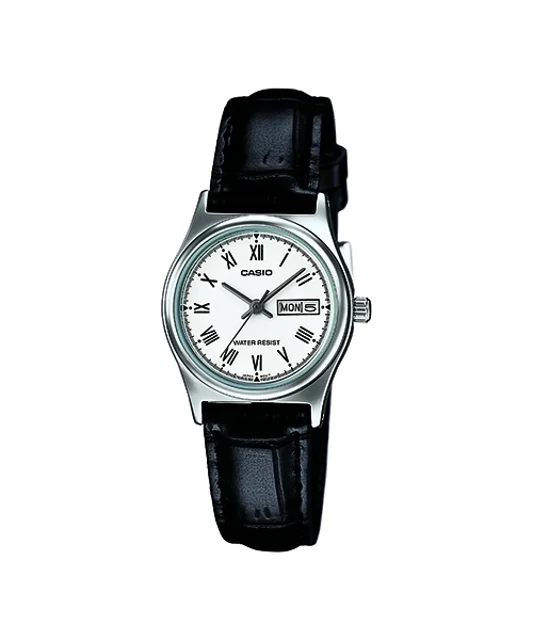 ساعت مچی زنانه Casio مدل LTP-V006L-7B | بند چرم طبیعی و صفحه سفید | کلاسیک