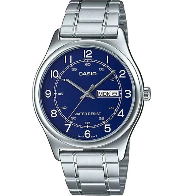 ساعت مچی مردانه کاسیو Casio MTP-V006D-2B | بند استیل نقرهای، صفحه سرمه ای کلاسیک و رسمی
